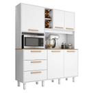 Armário para Cozinha Kit Max 160 cm 5 Portas 3 Gavetas Branco Fosco Brilho - Zanzini