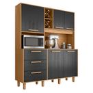 Armário para Cozinha Kit Max 160 cm 5 Portas 3 Gavetas Cinamomo Preto Catedral Fosco - Zanzini Armário para Cozinha Kit Max 160 cm 5 Portas 3 Gavetas Cinamomo Preto Catedral Fosco - Zanzini
