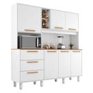 Armário para Cozinha Kit Max 181 cm 6 Portas 3 Gavetas Branco Fosco Brilho - Zanzini