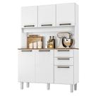 Armário para Cozinha Kit Pop 120 cm 6 Portas 2 Gavetas Branco Fosco Brilho - Zanzini