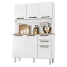 Armário para Cozinha Kit Pop 6 Portas 2 Gavetas 120,2cm Branco Fosco Brilho Zanzini Móveis