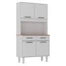 Armário para Cozinha Kit Pop Plus 4 Portas 2 Gavetas Branco Fosco Brilho - Zanzini
