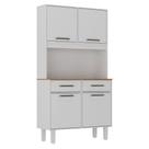 Armário Para Cozinha Kit Pop Plus 4 Portas 2 Gavetas Branco Fosco Brilho - Zanzini