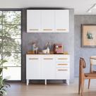 Armario para Cozinha Modulada 2 Peças com Balcão com Tampo e Armário Aéreo Amore