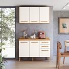 Armario para Cozinha Modulada 2 Peças com Balcão com Tampo e Armário Aéreo Amore