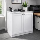 Armário para Escritório Baixo 2 Portas Provençal 100% MDF Branco Infinity