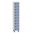 Armário Porta Objetos de Aço 1 Vão 10 Portas Fechadura Pandin 1,90 m Cinza e Azul Dali