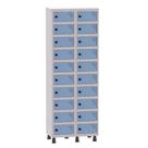 Armário Porta Objetos de Aço 2 Vãos 20 Portas Pitão Pandin 1,90 m Cinza e Azul Dali