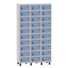 Armário Porta Objetos de Aço 3 Vãos 30 Portas Fechadura Pandin 1,90 m Cinza e Azul Dali
