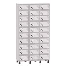 Armário Porta Objetos de Aço 3 Vãos 30 Portas Fechadura Pandin 1,90 m Cinza e Branco