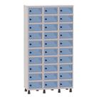 Armário Porta Objetos de Aço 3 Vãos 30 Portas Pitão Pandin 1,90 m Cinza e Azul Dali