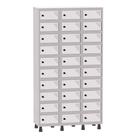 Armário Porta Objetos de Aço 3 Vãos 30 Portas Pitão Pandin 1,90 m Cinza e Branco