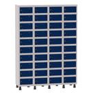 Armário Porta Objetos de Aço 4 Vãos 40 Portas Fechadura Pandin 1,90 m Cinza e Azul Del Rey