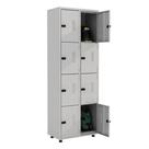 Armário Roupeiro Aço 8 Portas Academia Guarda Volume EA702 Cinza