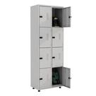 Armário Roupeiro Aço 8 Portas Ea702 Cinza