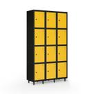 Armário Roupeiro Locker Guarda-volume de Aço 12 Portas Pequenas com Fecho para Cadeado Vestiário Academia Amarelo/Preto