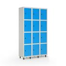 Armário Roupeiro Locker Guarda-volume de Aço 12 Portas Pequenas com Fecho para Cadeado Vestiário Academia Azul/Cinza
