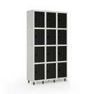 Armário Roupeiro Locker Guarda-volume de Aço 12 Portas Pequenas com Fecho para Cadeado Vestiário Academia