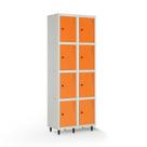 Armário Roupeiro Locker Guarda-volume de Aço 8 Portas Pequenas com Fecho para Cadeado Vestiário Academia Laranja/Cinza