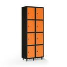 Armário Roupeiro Locker Guarda-Volume de Aço 8 Portas Pequenas com Fecho para Cadeado Vestiário Academia Laranja/Preto Armário Roupeiro Locker Guarda-Volume de Aço 8 Portas Pequenas com Fecho para Cadeado Vestiário Academia Laranja/Preto