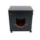 Armário sanitário banheiro gatos gatil caixa de areia Félix Grande - Preto Armário sanitário banheiro gatos gatil caixa de areia Félix Grande - Preto