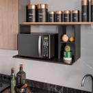 Armário Suporte para Microondas com Adega para Bebidas 80cm Laila Preto