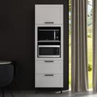 Armário Torre Quente 70cm Nicho Forno Micro 1 Porta 2 Gavetas MDF Branco CZ3306