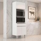 Armário Torre Quente Maia P/ Cozinha Modulada Forno Microondas 60cm Moderno Compacto 3 Portas 1 Gaveta Cor: Cinza Fosco