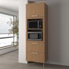 Armário Torre Quente para Cozinha 80cm Nicho Forno Micro Freijó CZ3142