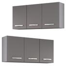 Armários de Cozinha Aéreo 3 Portas 120cm Kit 2 Honduras Cinza - Lumil Armários de Cozinha Aéreo 3 Portas 120cm Kit 2 Honduras Cinza - Lumil
