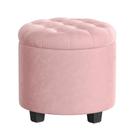 Armazenamento de veludo redondo Ottoman SONGMICS 45x45x44 cm rosa