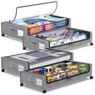 Armazenamento embaixo da cama Beborxue com rodas 60L, pacote com 4 unidades XXL Grey