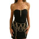 Arnês de ombro punk de várias camadas dourado Body Chain para mulheres Arnês de ombro punk de várias camadas dourado Body Chain para mulheres