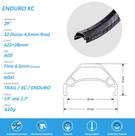 Aro 29 enduro pro 32 furos preto com largura 33mm Flay racing
