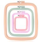Aros de bordado Pllieay Square, 4 peças, 4 tamanhos, plástico ABS