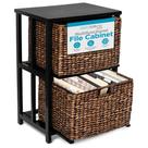 Arquivo Cubby BIRDROCK HOME de 2 camadas com tampo de madeira Brown Wash