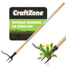 Arrancador de ervas daninhas CRAFTZONE com cabeça de aço de 4 garras e cabo de madeira