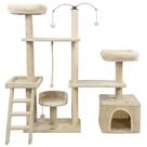 Arranhador de gato grande, luxuoso, ajustável, multifuncional com casa, camas, poleiros, escada e brinquedo giratório