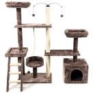 Arranhador de gato grande, luxuoso, ajustável, multifuncional com casa, camas, poleiros, escada e brinquedo giratório