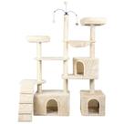 Arranhador de gato grande, luxuoso, ajustável, multifuncional com casas, camas, cesto, poleiros e brinquedo giratório