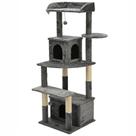 Arranhador de gato grande, luxuoso, multifuncional com casas, cama, poleiros e brinquedos