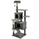 Arranhador de gato grande, luxuoso, multifuncional com casas, cama, poleiros, escada e brinquedo