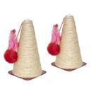Arranhador para Gato Cone Sisal Bola Pelúcia Penas Chocalho KITX2