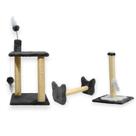 Arranhador Para Gatos 2 Plataformas Rede E Brinquedos Poste P Torre Sisal Cara Gato Poste Horizontal