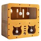 Arranhador Para Gatos 3 em 1 Com Toca Casinha e Bolinhas Interativas Em Madeira 45x28x51cm
