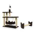 Arranhador Para Gatos 3 Plataformas Rede E Brinquedos Poste Sisal Cara De Gato
