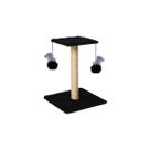 Arranhador para gatos poste com brinquedo duplo preto