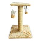 Arranhador Para Gatos Poste Sisal Brinquedo Com Bolinha Pet Quadrado BEGE