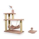Arranhador para Gatos Sisal Plataforma 3 Andares com Brinquedo Mola Maluca