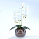 Arranjo 2 Orquídeas Artificiais Brancas em Vaso Incolor Julia